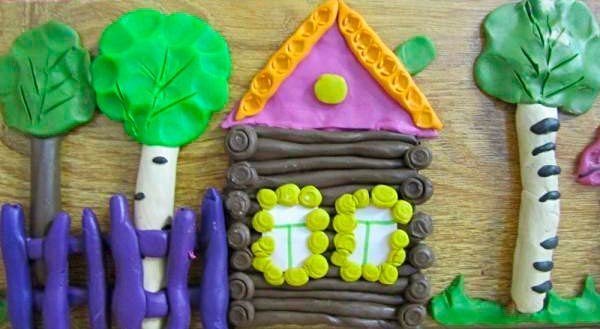 Пейзаж домик в деревне из пластилина (50 фото)