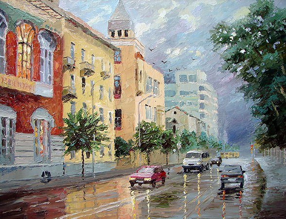 Картины Козлова Дмитрия улочки Москвы маслом