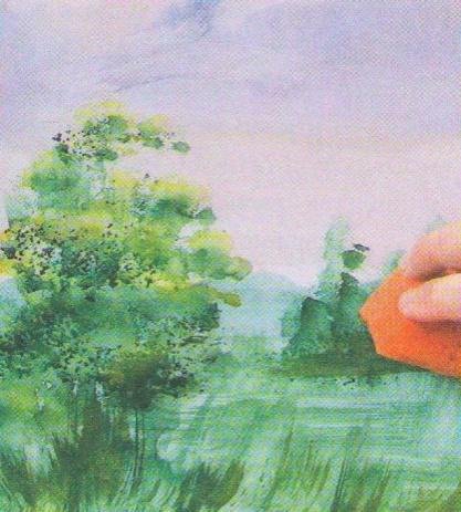 Рисование цветов губкой