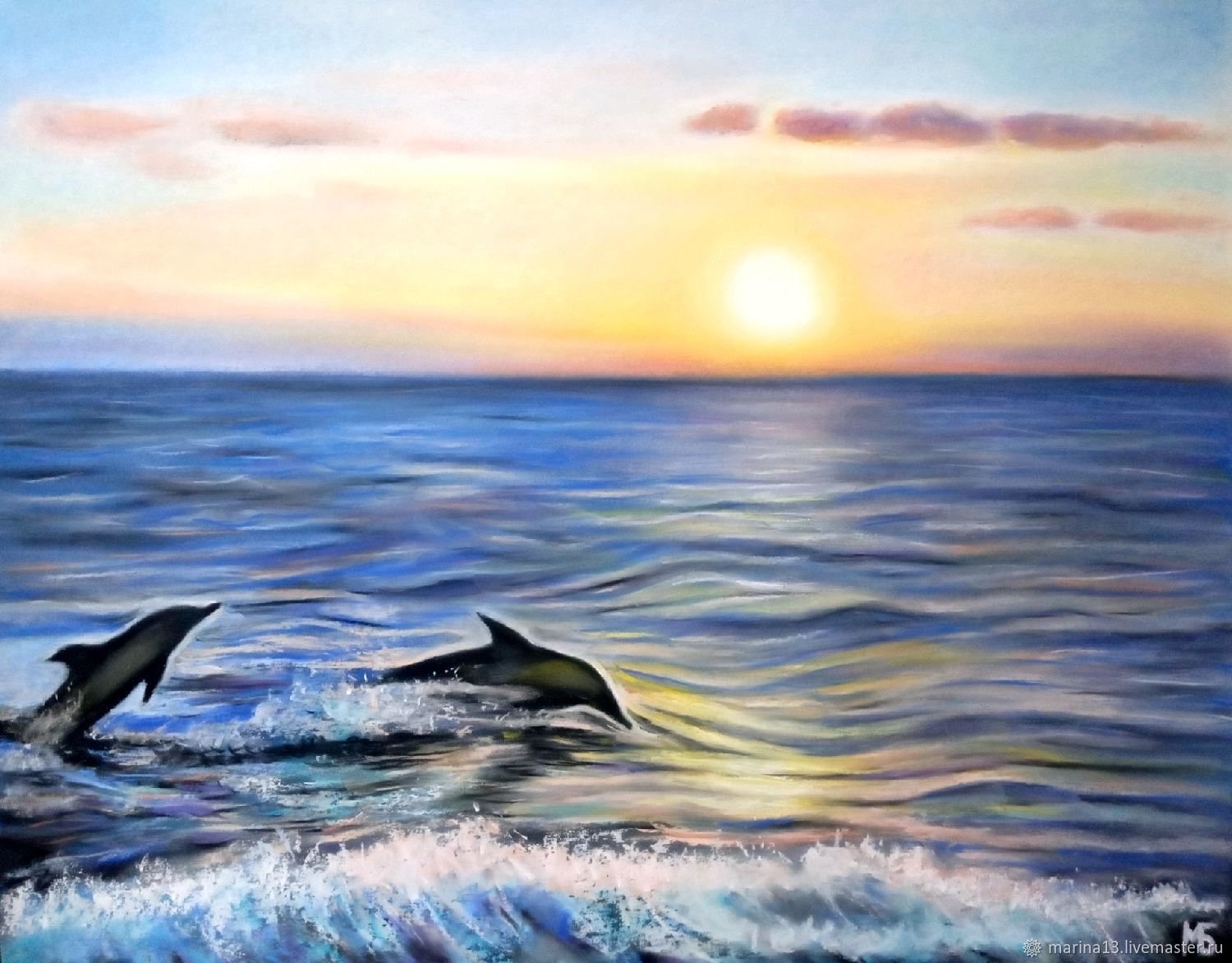 Пейзаж с дельфинами