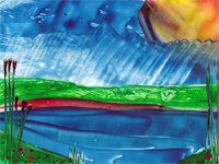 Пейзаж цветными карандашами для детей