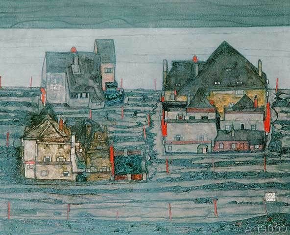 Эгон Шиле дом пестрым бельем