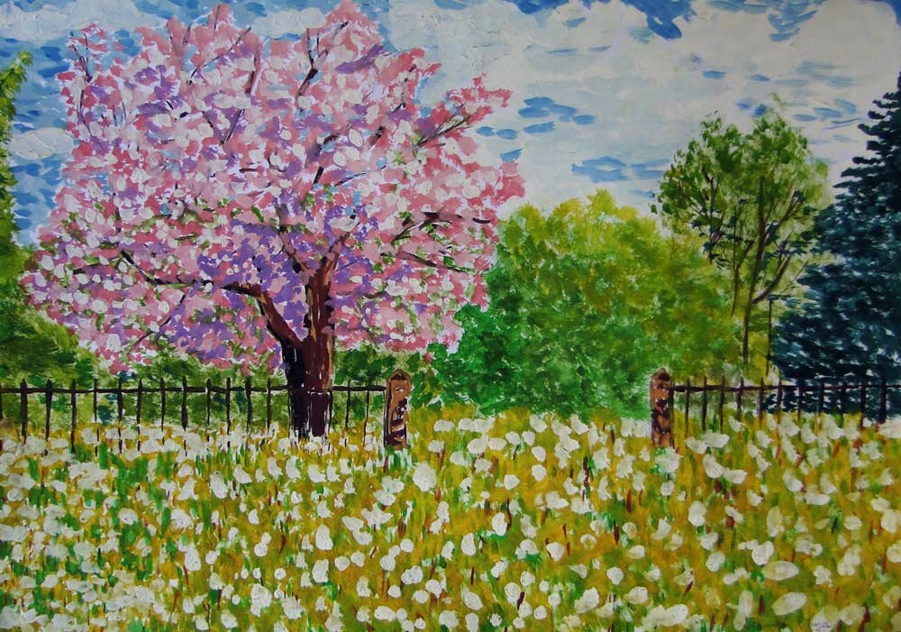 Темы в саду на май. Кустодиев цветущие сады весной. Моне цветущие яблони. Весенний пейзаж. Рисование весеннего пейзажа.