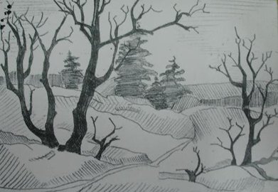 Пейзаж в графике черный и белый цвета (48 фото)