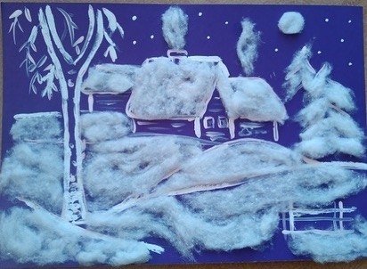 Зимнее панно из ваты