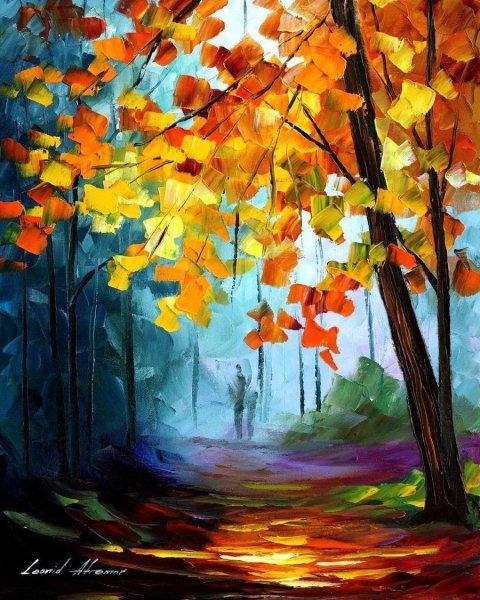 Стилизованный пейзаж гуашью