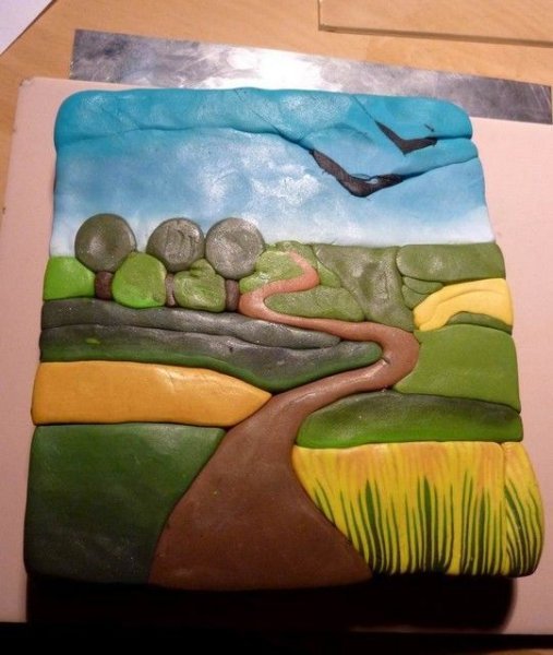 Берёзовая роща пластилинография