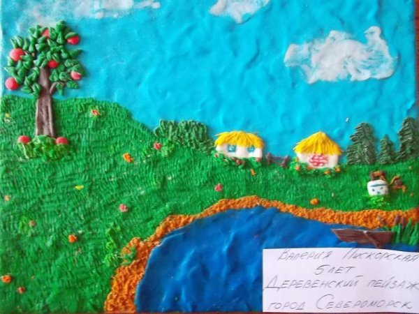 Пейзаж Радуга пластилинографию