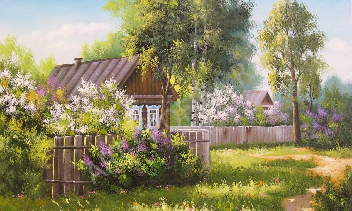 Деревенский дом пейзаж