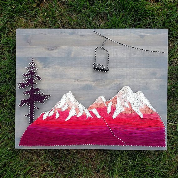 Горы в технике стринг арт