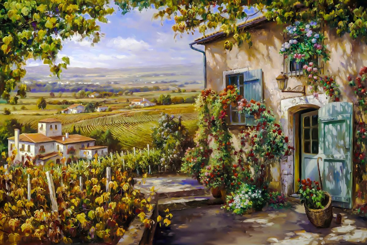 Тоскана виноградники живопись