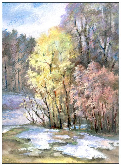 Весенний пейзаж пастелью