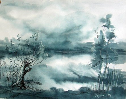 Монохромная живопись акварелью