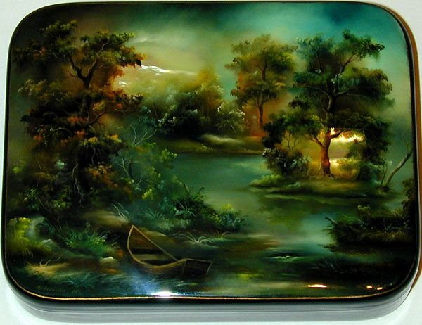 Лаковая миниатюра Федоскино природа