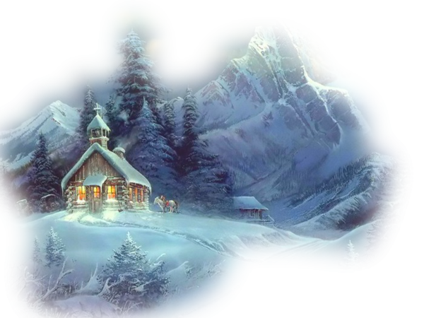 Зимний храм на прозрачном фоне