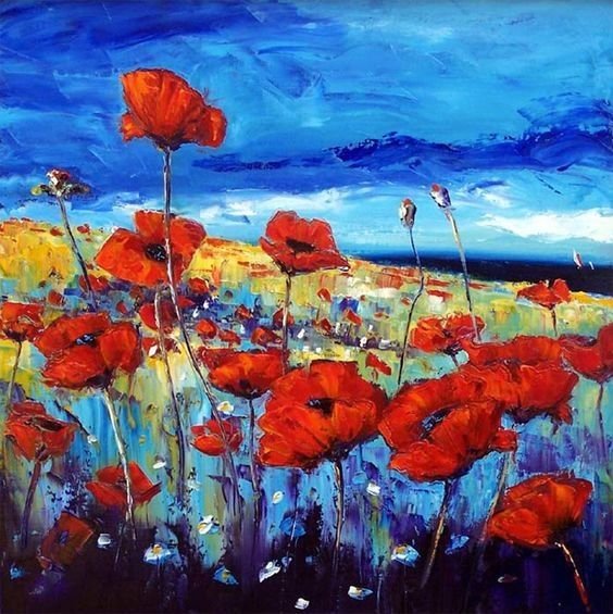 Маки Импрессионизм масло мастихин