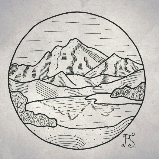 Пейзаж в круге эскиз