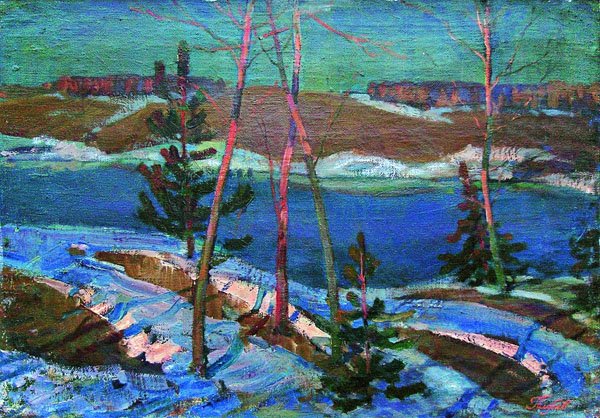 Голубев Василий Васильевич (Россия, 1925-1985) «дача зимой» 1965