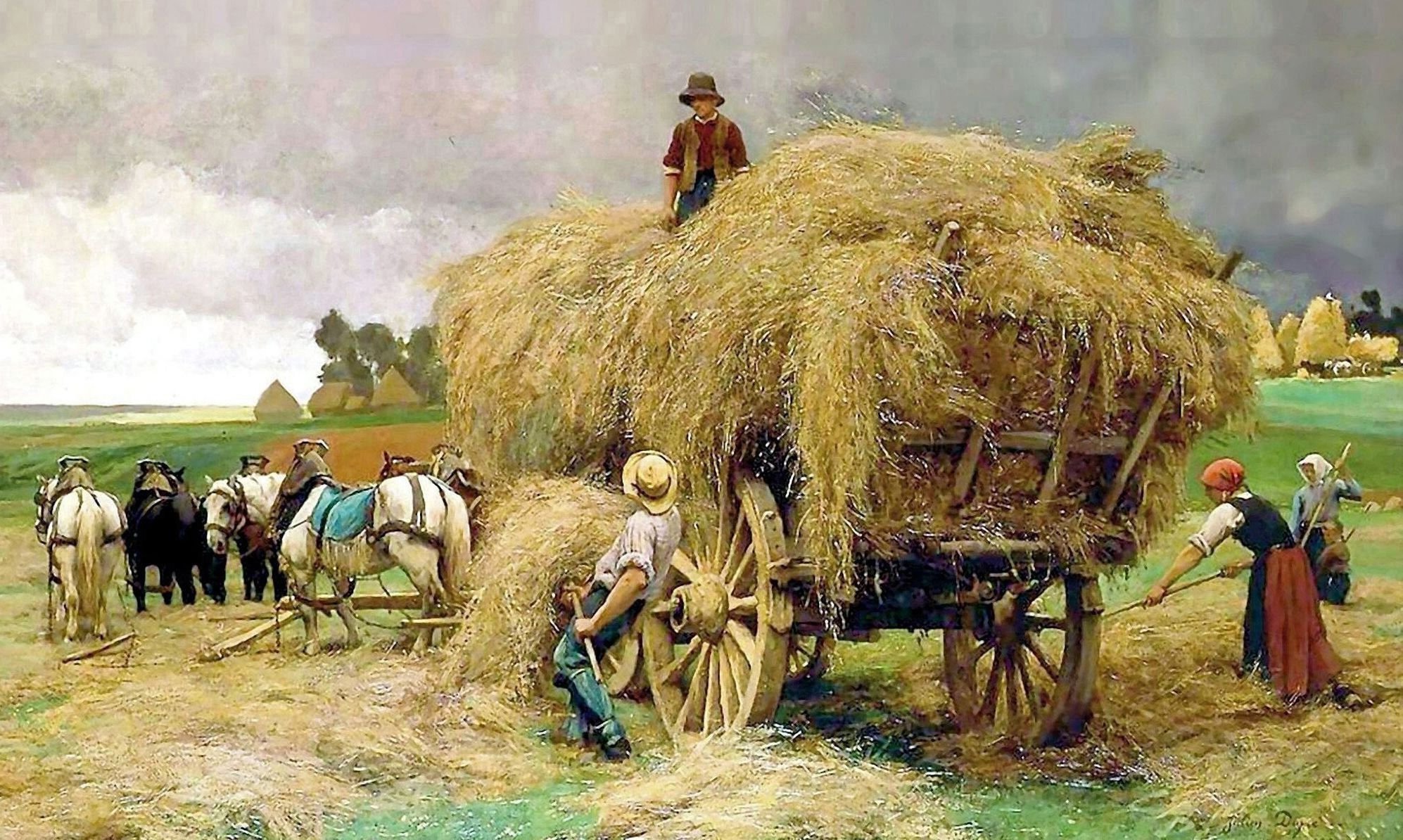 Пахло свежим сеном. Сенокос картина 19 века. На сенокосе картины крестьяне 19 век. Жюльен Дюпре (1851-1910). Сенокос в деревне 20 век.