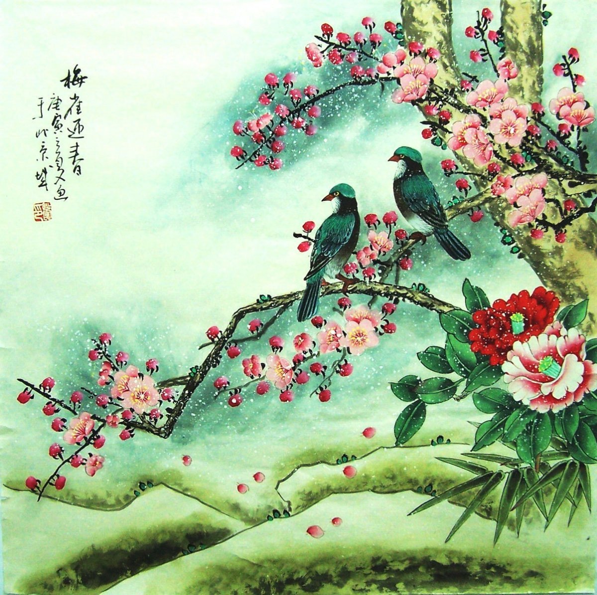 Цветы птицы китайская Пейзажная живопись