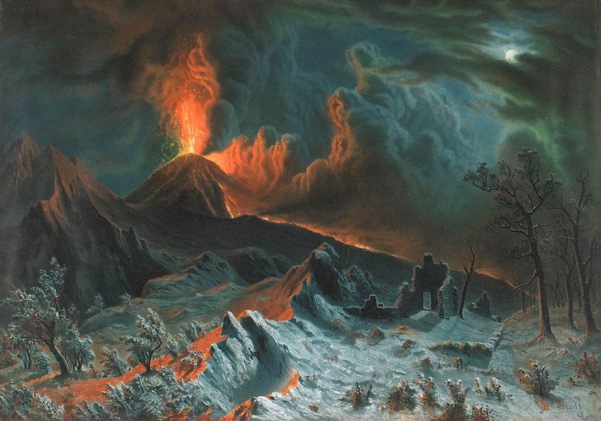 Картина извержение вулкана Везувий художник
