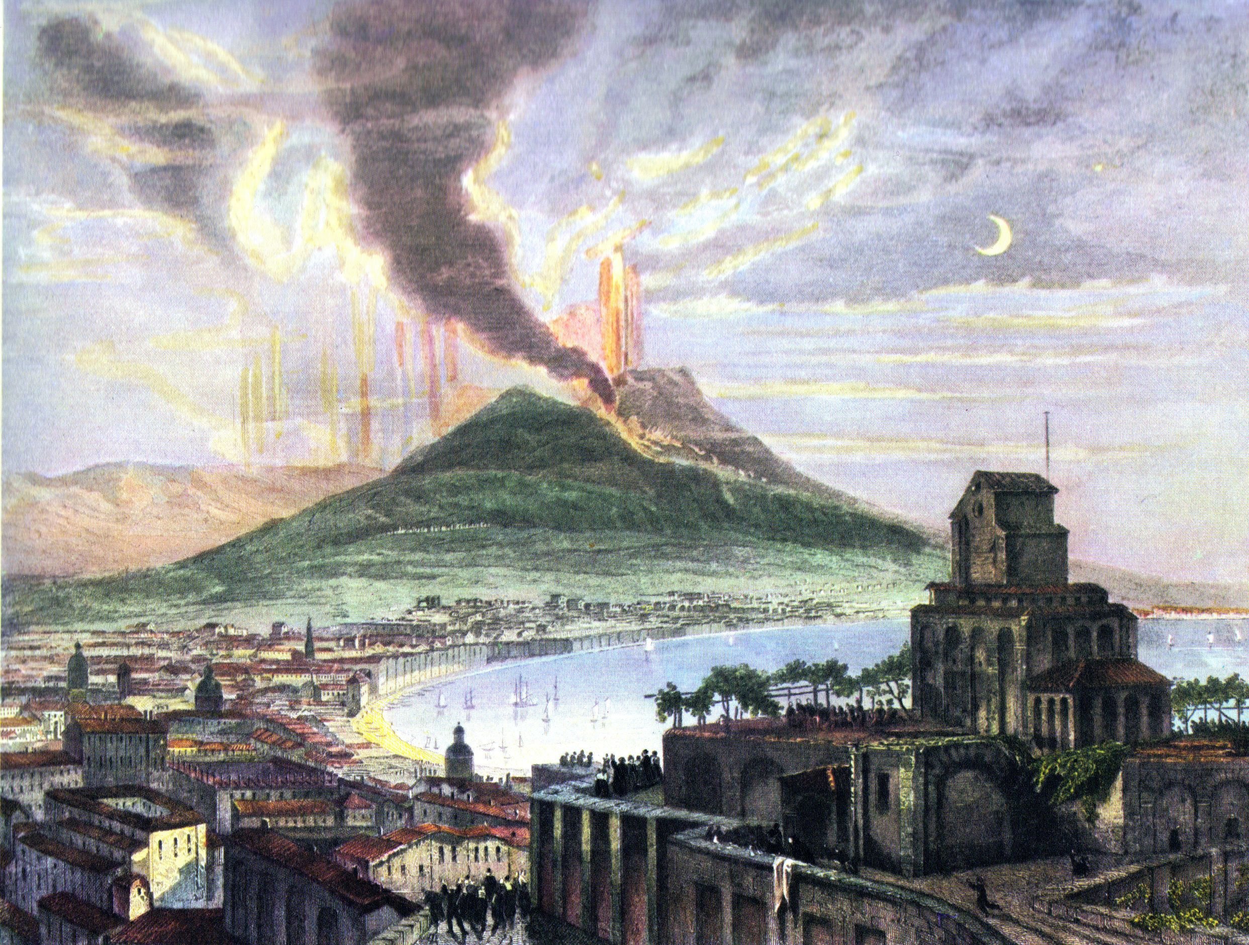 Город Помпея с вулканом Везувий