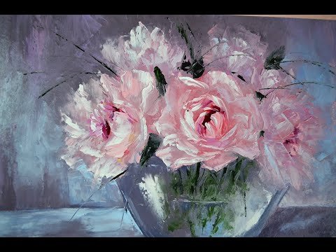 Розы в синей вазе Ренуар