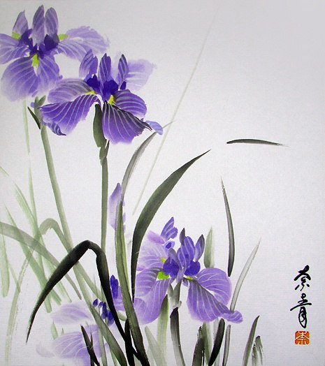 Китайская живопись гохуа ирисы