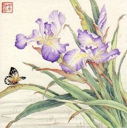 Ирисы в стиле гунби