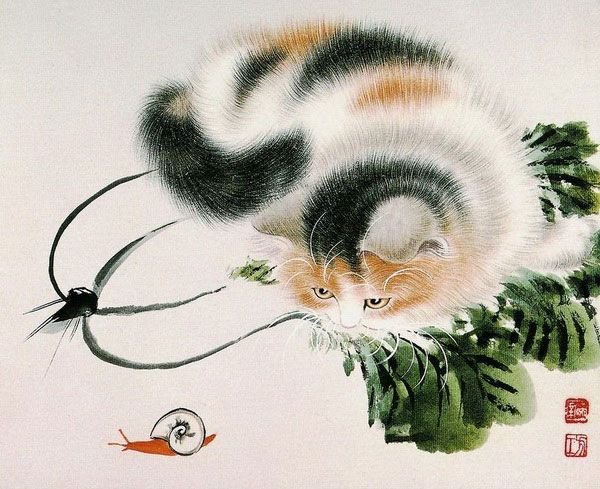 Кошки в японской живописи