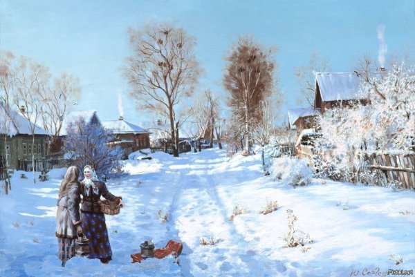 Художник Кандыбин зимний пейзаж