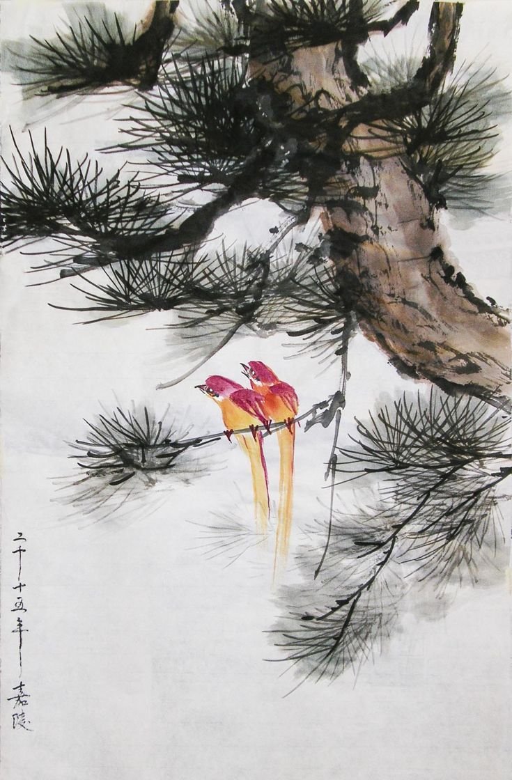 Гохуа китайская живопись дерево