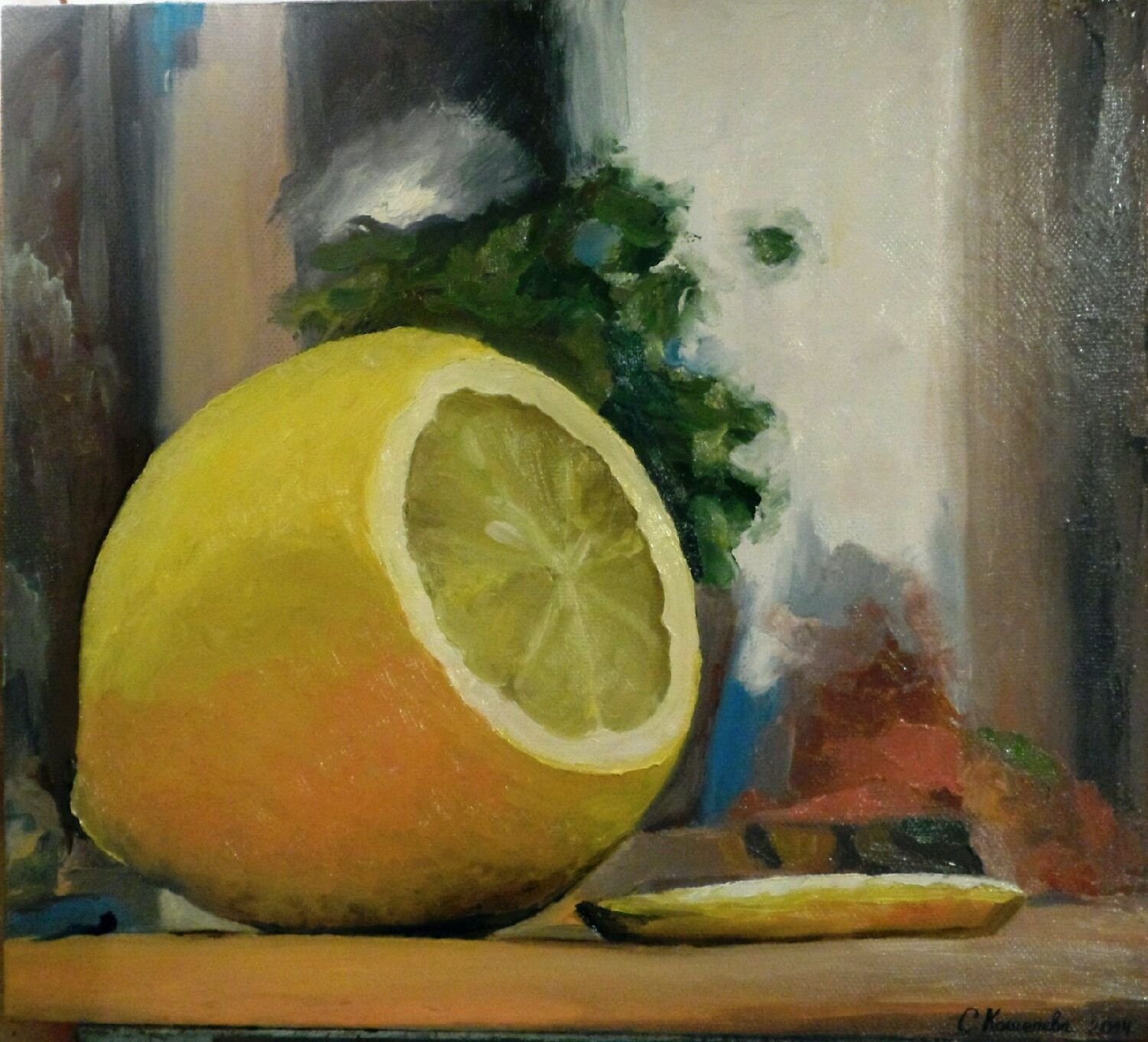 Натюрморт с лимонами живопись маслом