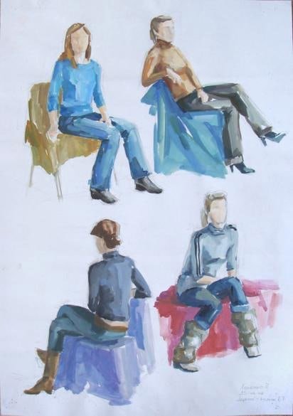 Академическая живопись фигура человека акварель