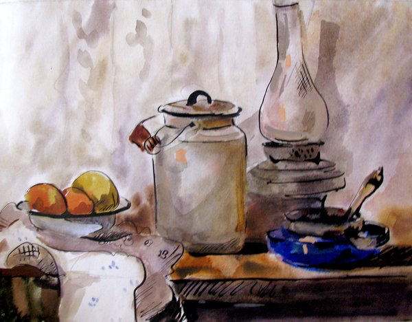 Натюрморт в графике акварелью