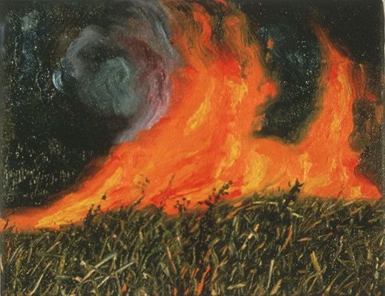 Лесной пожар акварель