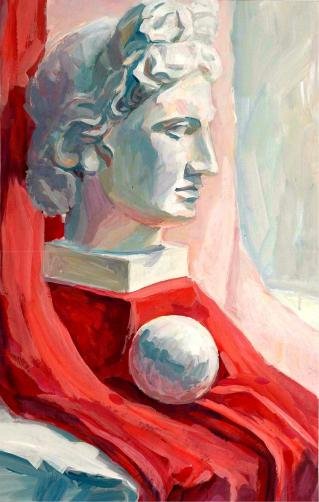 Академическая живопись гризайль с гипсовой головой