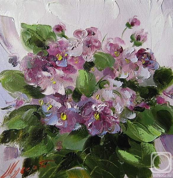 Фиалки маслом на холсте