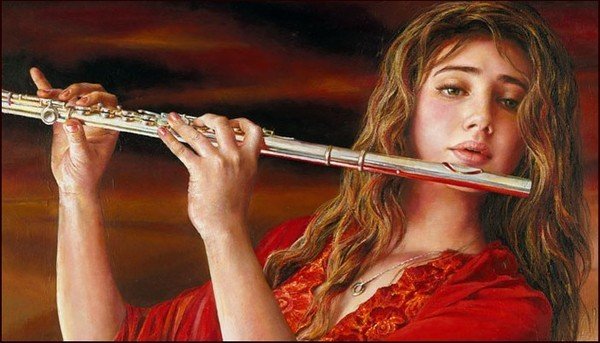 Девочка с флейтой картина
