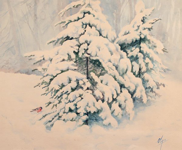 Еночки в снегу в живописи