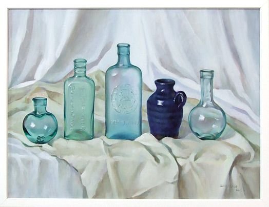 Стеклянные бутылки маслом в живописи