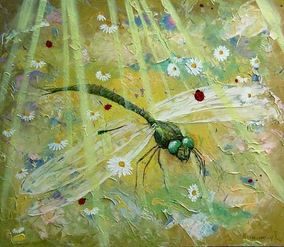 Стрекозы лето живопись