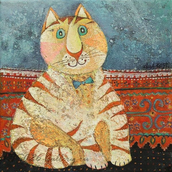 Наивная живопись кошки