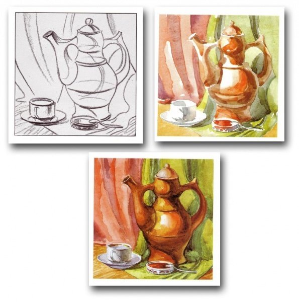 Этапы выполнения рисунка натюрморта