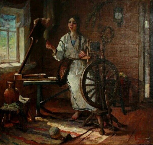 Женщина с прялкой