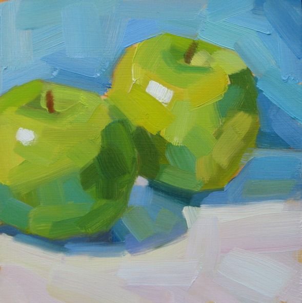 Этюд яблока гуашью