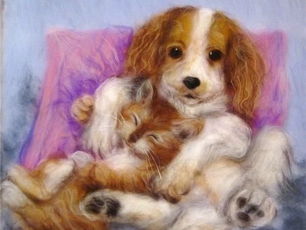 Картины из шерсти собаки