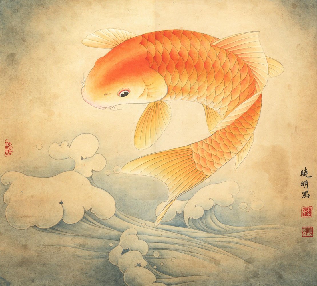 Китайская живопись гунби рыбы