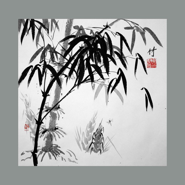 У син живопись бамбук