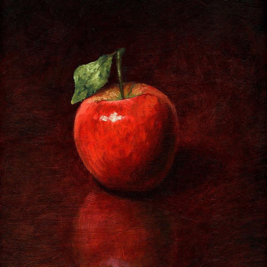 Красное яблоко живопись